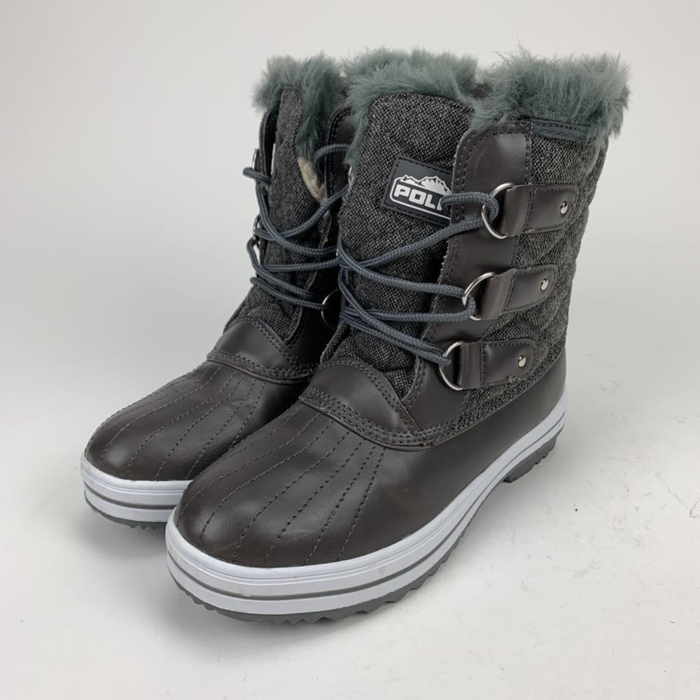 Polar Quilted Womens Grey Winter Boots Fur 8